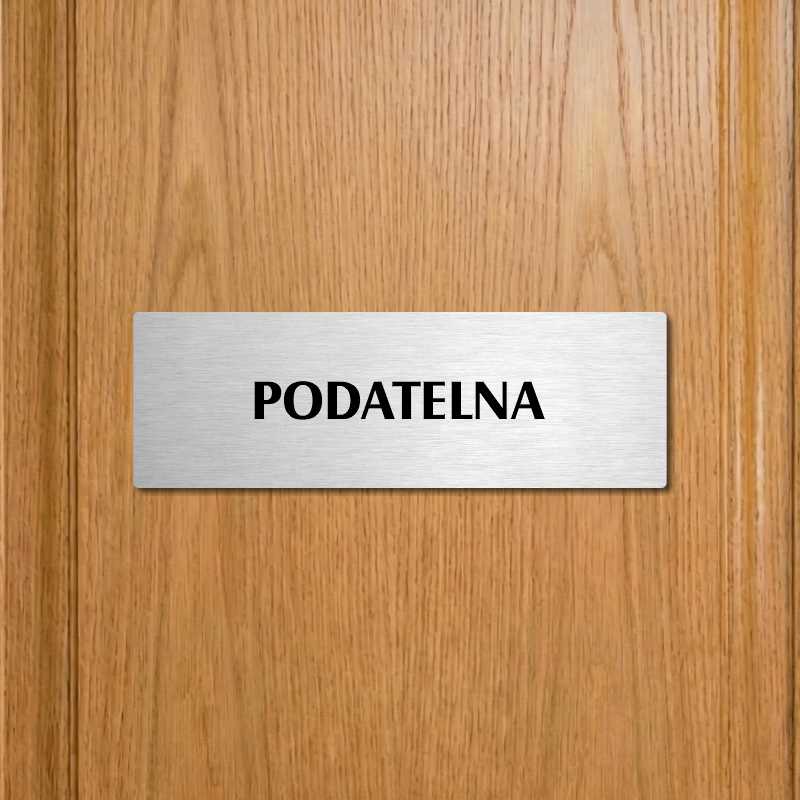 Podatelna, 200x66mm, stříbrná popiska s rámečkem